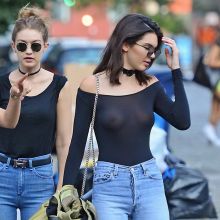 Kendall Jenner braless in see through top out in NYC with Hailey Baldwin and Gigi Hadid 31x HQ photos