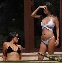 Kim Kardashian, Kourtney Kardashian sexy bikini cameltoe candids in Costa Rica big boobs big ass 19x HQ photos
