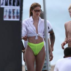 Doutzen Kroes see through cameltoe bikini photoshoot on the beach in Bal Harbour, Florida 229x HQ photos