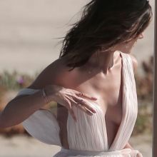 Alessandra Ambrosio nip slip upskirt photo shoot on Malibu beach 24x HQ photos