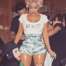 Kim Kardashian topless in Fergie’s ‘Milf’ video backstage 4x MixQ photos