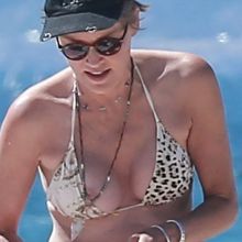 Sharon Stone boobs pop out of bikini nip slip on the beach in Venice 47x HQ photos