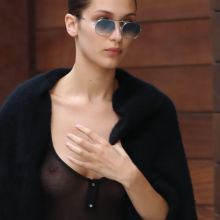 Bella Hadid pokies braless in see through top leaving Gigi's place in NYC 9x UHQ photos