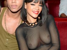 Rihanna see through top at Balmain fashion show after party in Paris 13x UHQ