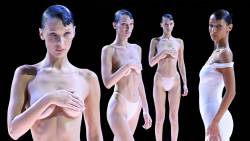 Bella Hadid Topless Walks Runway at Coperni Fashion Show in Paris