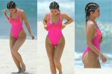 Kylie Jenner wearing sexy swimsuit on the beach in in Punta Mita, Mexico 12x HQ