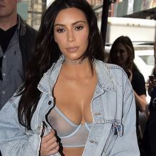 Kim Kardashian nipple visible in see through bra out and about in New York 24x HQ photos