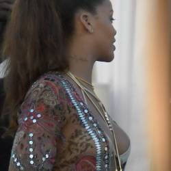 Rihanna sexy bikini cleavage candids on parties poolside at Miami beach 25x HQ photos