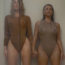 Kim Kardashian, Khloe Kardashian see through bodysuit photoshoot for 032c Magazine's Winter 2016-2017 2x HQ