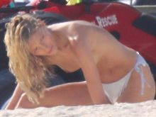 Anja Rubik topless on the beach 8x HQ