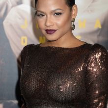 Christina Milian braless pokies in see through dress on Live By Night premiere 32x UHQ photos