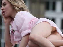 Amanda Seyfried upskirt pantyless on the set of a photo shoot in Paris show hairy pussy 103x UHQ photos