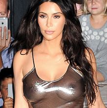 Kim Kardashian braless in see through dress pokies nipple visible on Madison Square Garden goes to Kanye West's New York City concert 8x UHQ photos