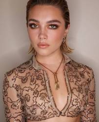 Florence Pugh braless wearing a see through dress at Valentino after party in Paris Fashion Week