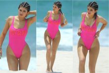 Kylie Jenner wearing sexy swimsuit on the beach in in Punta Mita, Mexico 12x HQ