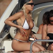 Rita Ora wearing sexy bikini on a yacht in Ibiza cameltoe with topless girlfriend 141x HQ