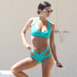 Emily Ratajkowski cameltoe boobs trying to pop out bends over in sexy bikini candids in ans around Pool Eden Roc in Cannes 123x HQ photos