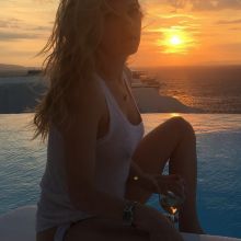 Katheryn Winnick braless by the pool in Mykonos 2x HQ Instagram photos