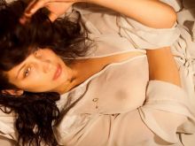Bella Hadid braless in see through blouse by Alana O’Herlihy photo shoot 8x HQ photos
