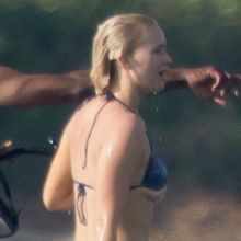 Jennifer Lawrence boobs cleavage undeboob in sexy bikini on the yacht in Bahamas 144x HQ photos