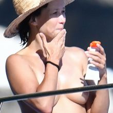 Sophie Marceau topless big hard nipple on the yacht in Capri 38x HQ photos