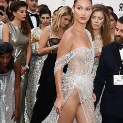 Bella Hadid braless in see through dress on amfAR's 24th Cinema Against AIDS Gala in Cannes 32x UHQ photos
