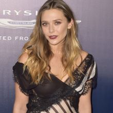Elizabeth Olsen braless pokies in see through dress on Golden Globes after party 14x UHQ photos