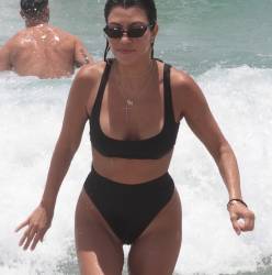 Kourtney Kardashian with Hailey Baldwin sexy bikinis at Miami Beach 358x HQ photos