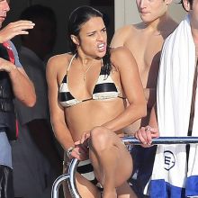Michelle Rodriguez wearing sexy bikini on a yacht in Ibiza 24x HQ