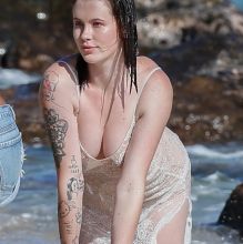 Ireland Baldwin braless in wet see through dress candids on the beach in Hawaii 77x UHQ photos