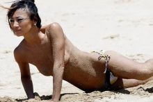 Bai Ling topless on the beach in Hawaii 9x HQ